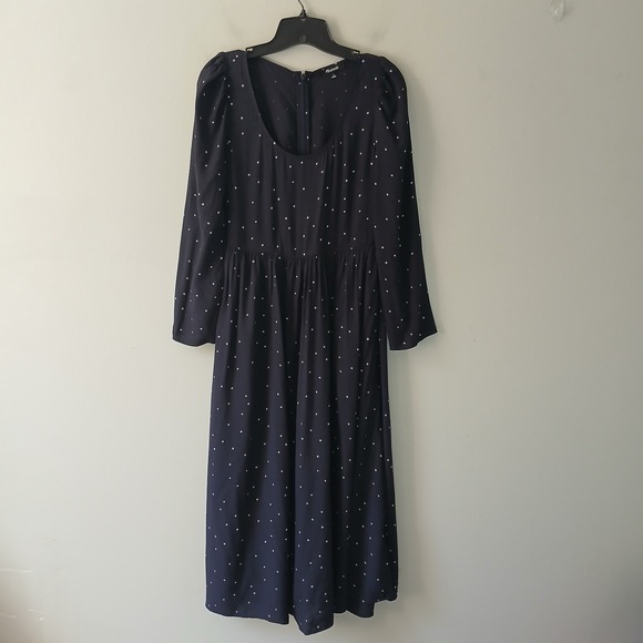 Madewell Dresses & Skirts - Madewell Women's Size 0 Alicia Long Sleeve Midi Dress in Night Stars Navy Pocket